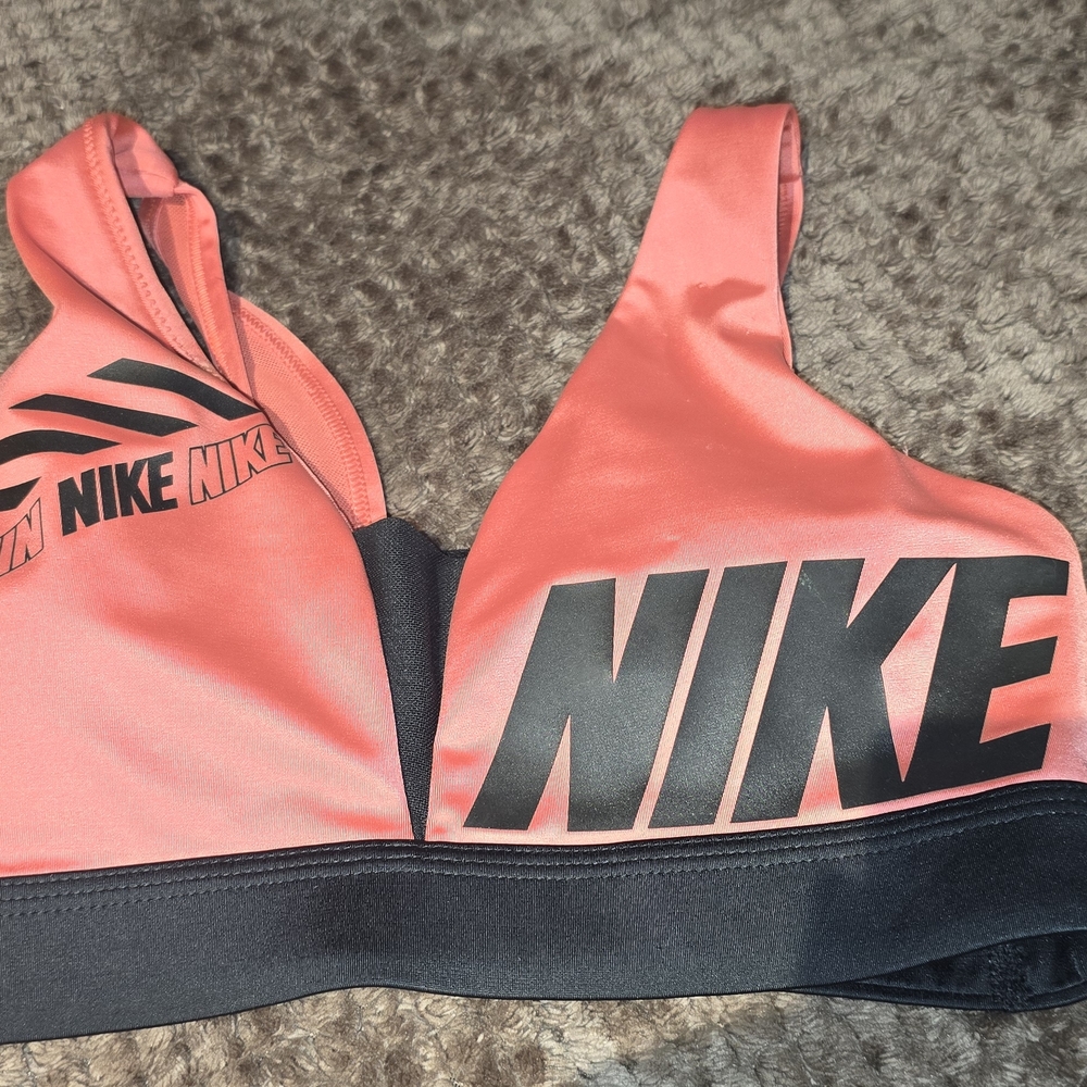 Nike Women's Coral and Black Bikini Top